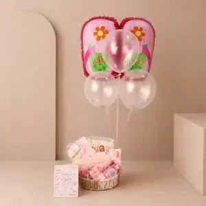 Baby Girl Welcome Gift Hamper with Balloons